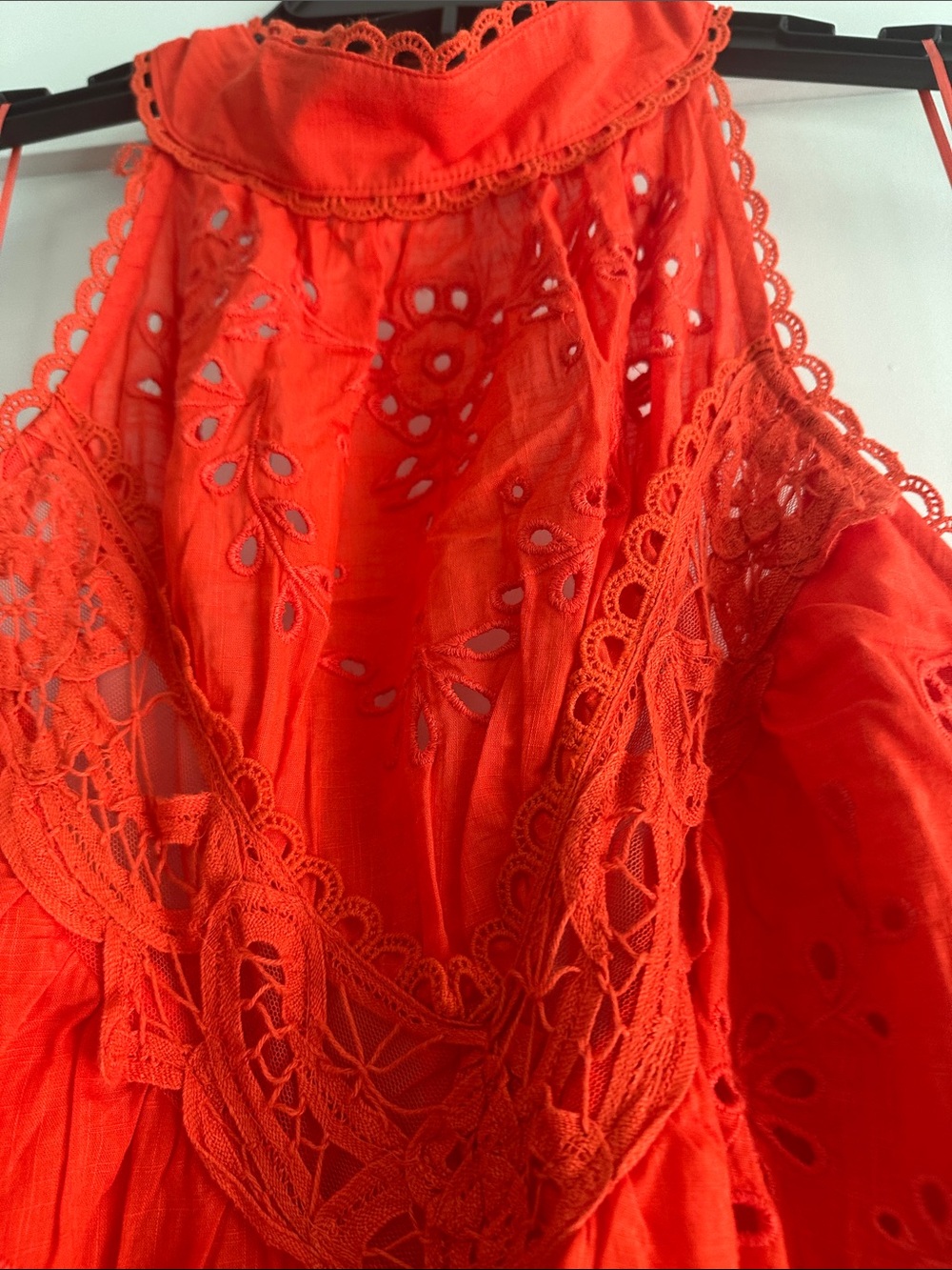 Anthropologie Red Halter Maxi Dress with Eyelet Detail - Picture 2 of 6